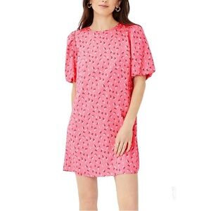 Ann Taylor Leafed Puff Sleeve Shift Dress Pink Floral Print Size XS